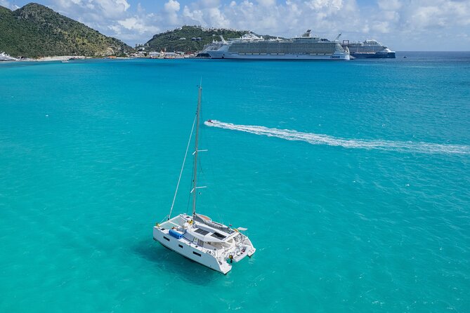Be Happy - Private Catamaran Cruise in Sint Maarten - Half Day - Stop 2: Plum Bay and the Terres Basses luxury coastline view