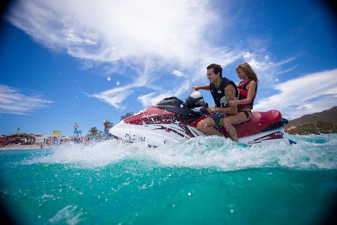 JetSki and Beach - Flag Pole and Statue hilltop photo stop: when the day gets scenic